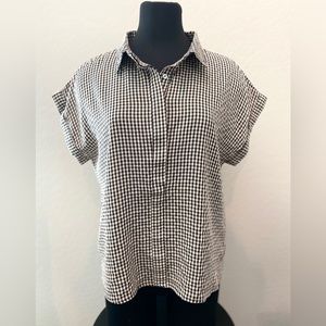 Neuflora Black And White Gingham Checkered Blouse